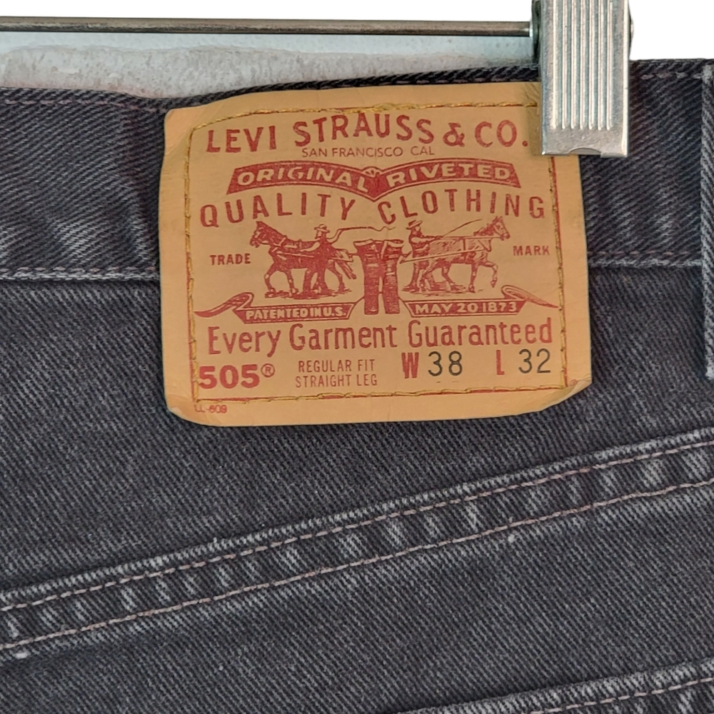 Levi's 505 Vintage Y2K Made in USA Denim Dark Wash Black Jeans Men's 38x32 - Picture 9 of 14